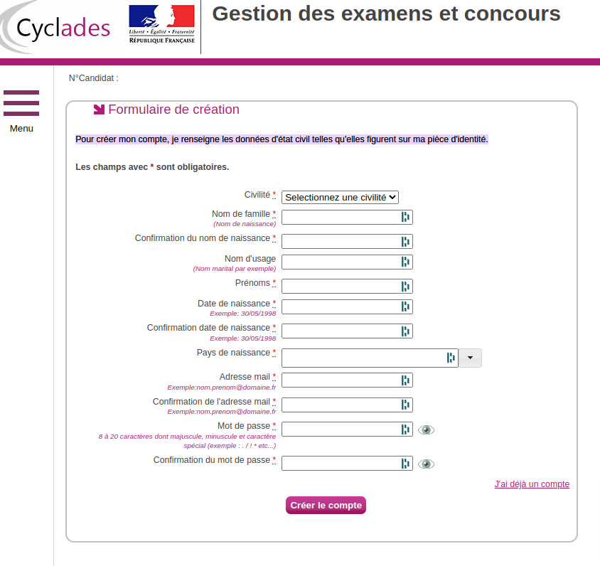 1 : Aller sur le site Cyclades